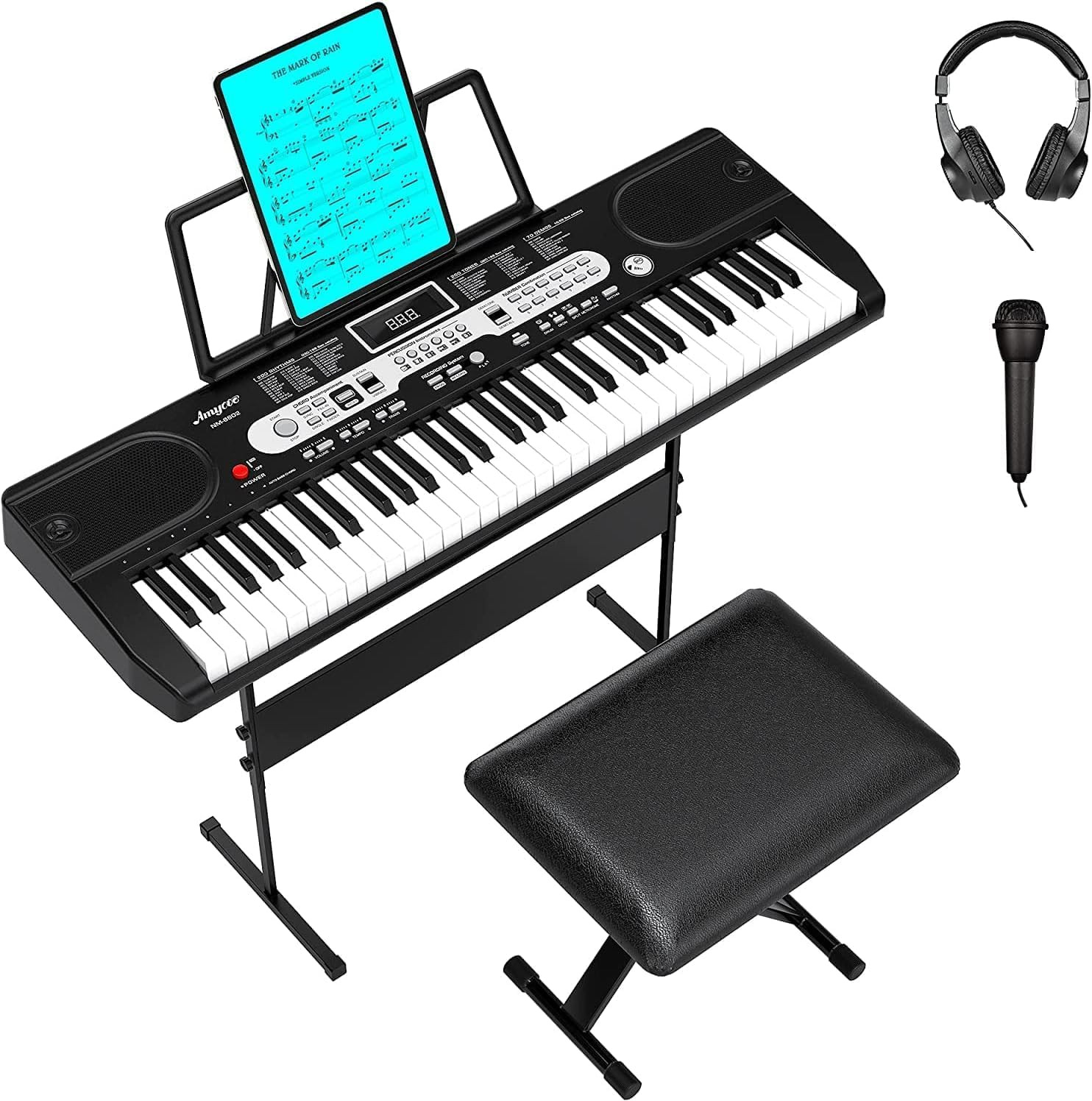 61-Key Portable Electric Keyboard, HIPS Material, with Acces