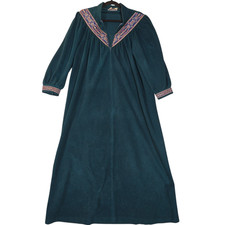 Vtg Vanity Fair Petites Womens Medium Green Velour Velvet Robe Housecoat Granny