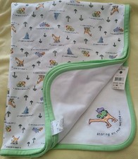 New Carters JOHN LENNON Baby BLANKET Sharing all the World ANIMALS green Trim