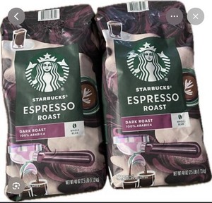 Starbucks Espresso Roast Dark Roast Whole Bean Coffee 12 oz Bags (2 Pack)