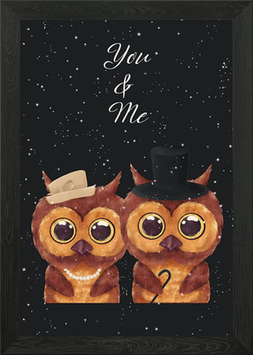 You and Me Owl Framed Wall Art Poster Canvas Print Picture