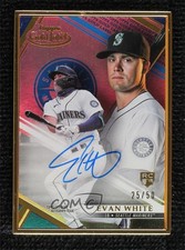 2021 Topps Gold Label Framed Blue /50 Evan White #FA-EW Auto mi7