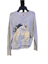 Girls Justice Wht/grey Long Sleeve Sweater w/Unicorn - Reversible Sequin