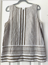 WOMENS J JILL LOVE LINEN BROWN WHITE STRIPED ...