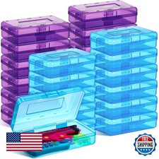 Fainne 24 Pack Clear Plastic Pencil Box Blue Purple