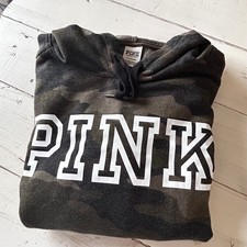 PINK Victoria's Secret Camouflage Hoodie Sweatshirt Women's Size L Long Sleeve