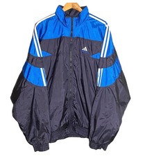 Vintage track jacket ADIDAS 90 blue black softshell tracksuit windbreaker bomber