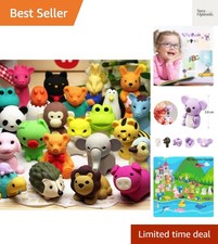 46Pcs Animal Erasers Desk Pets for Kids Animal Pencil Erasers Bulk Puzzle Era...