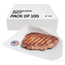 White Butcher Paper Sheets 12" x 12" Pack of 100 USA-Made Precut