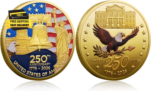 Ivaska 250Th Anniversary Commemorative Coins - Golden American Flag & Liberty Be