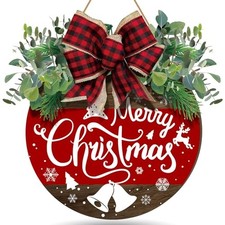 Christmas Door Decorations Wooden Merry Christmas Welcome Front Door Sign Warm