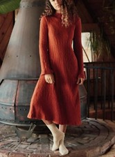 Christy Dawn Charlie midi Ribbed Dress in Tomato Sz L
