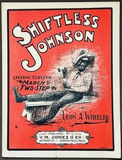 rare SYNCOPATED PIANO sheet music SHIFTLESS JOHNSON March & Two-Step 1901