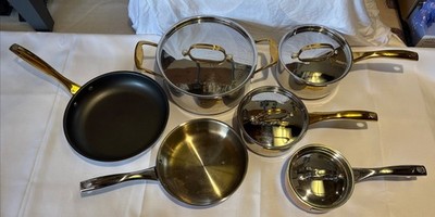 Lot Of 6 Fleischer & Wolf Professional Stainless Steel Pot & Pan Set W/Lids