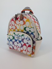 Zaino Coach CK377 Mini Court Pride 2023 firma arcobaleno tela gesso multi