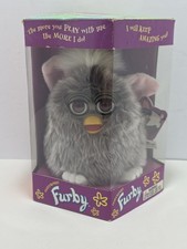 Vintage 1998 Open Box Owl Furby Long Grey Fur 70-800 Tiger UNTESTED