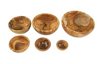 Schalen Olivenholz Rund 6Er Set Stapelbar , Design Olivenholz Natur Massiv
