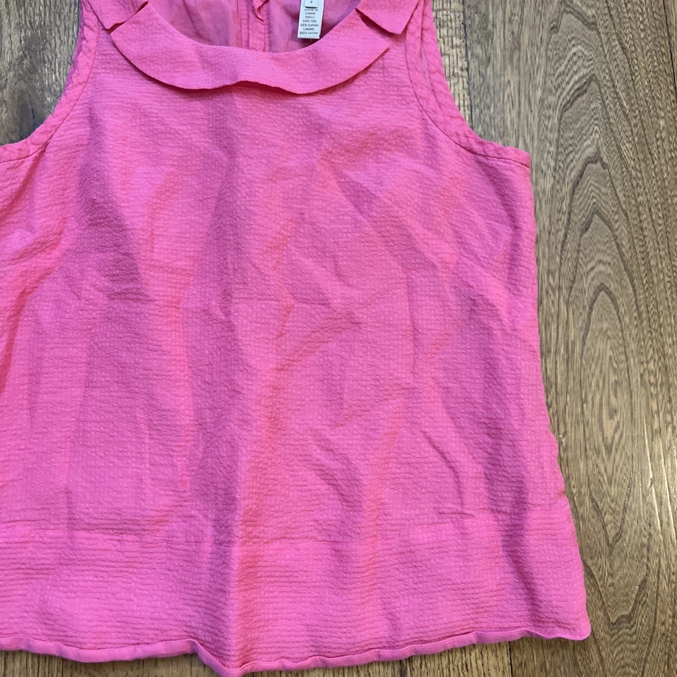 J. Top sin mangas Crew rosa seda/algodón para mujer, talla 4 Foto 3 de 4