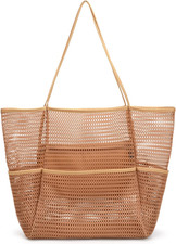 Beach Mesh Tote Bag for Women, Large Travel Pool Bag, Lightweight Inside Out
