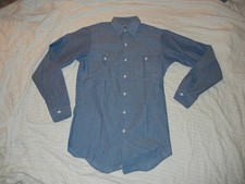 VTG 80 s Big Mac Men s work shirt Poly-cotton blue chambray M 15 long