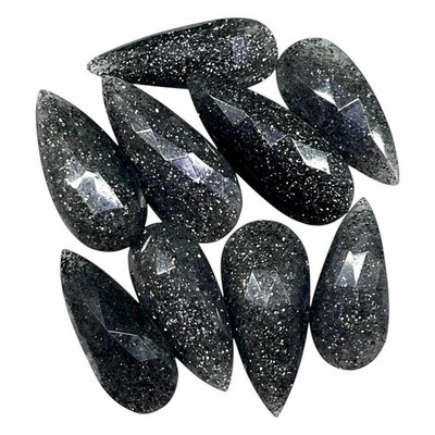9 Pcs Natural Black Sunstone 28-32mm Briolette Cut Sparkling Gemstones Lot
