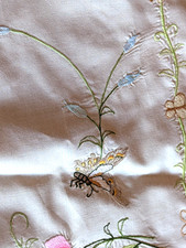 Tablecloth-Embroidered-Scalloped Edge-Cotton-Beige-Beautiful Details-Oval 62x80