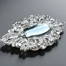Vintage 1928 Ornate Silver Tone Cartouche Brooch Baroque Rococo Gothic Romantic