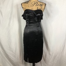 EXPRESS Size 2 Hammered Satin Strapless Sheath Cut Out Back Little Black Dress