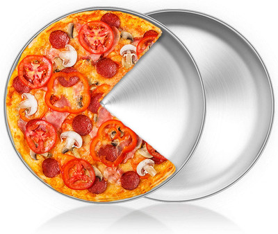 Pizzablech, Rund Pizzaform 30cm Edelstahl Pizza Backblech 2 Stück für Backofen B