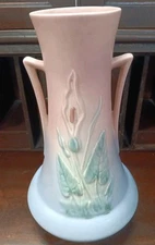 Vintage 1938  Hull Pottery Calla Lily Two Handled Vase  13.25" Tall 560/33-13