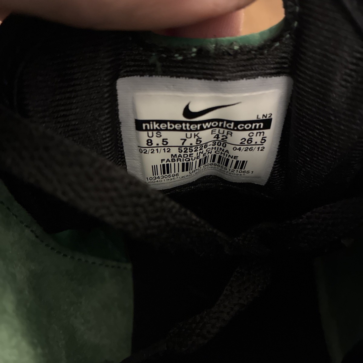 2012 Nike Air Max Pillar Pine Green Black Men Size 8.5 Shoes 