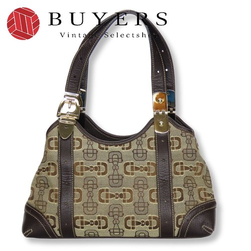 Used Gucci Handbag 145761 Horsebit Canvas Leath