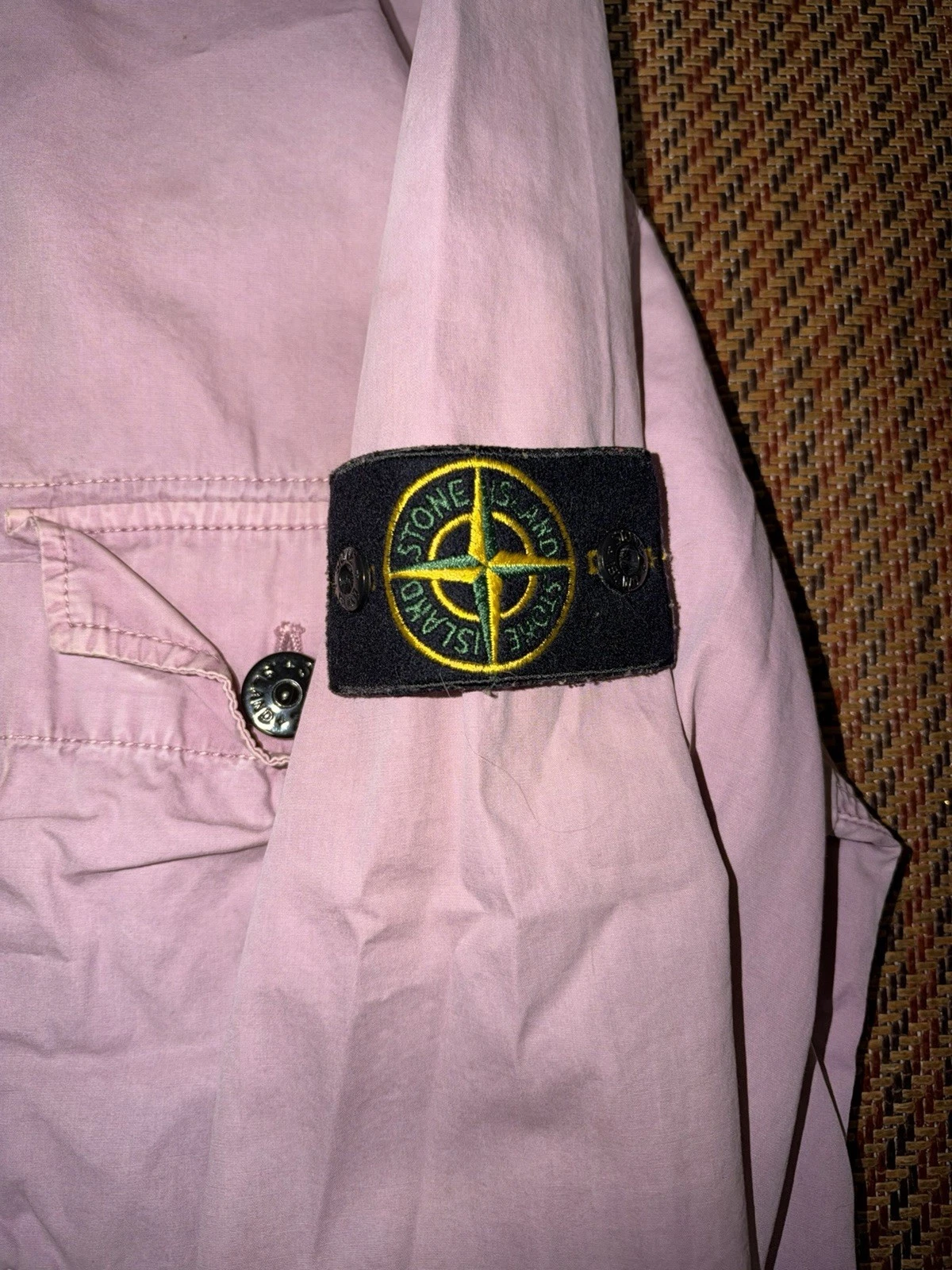 Stone Island Men's Pink Full Zip Cotton Canvas Jacket Compass Logo Patch M image 3