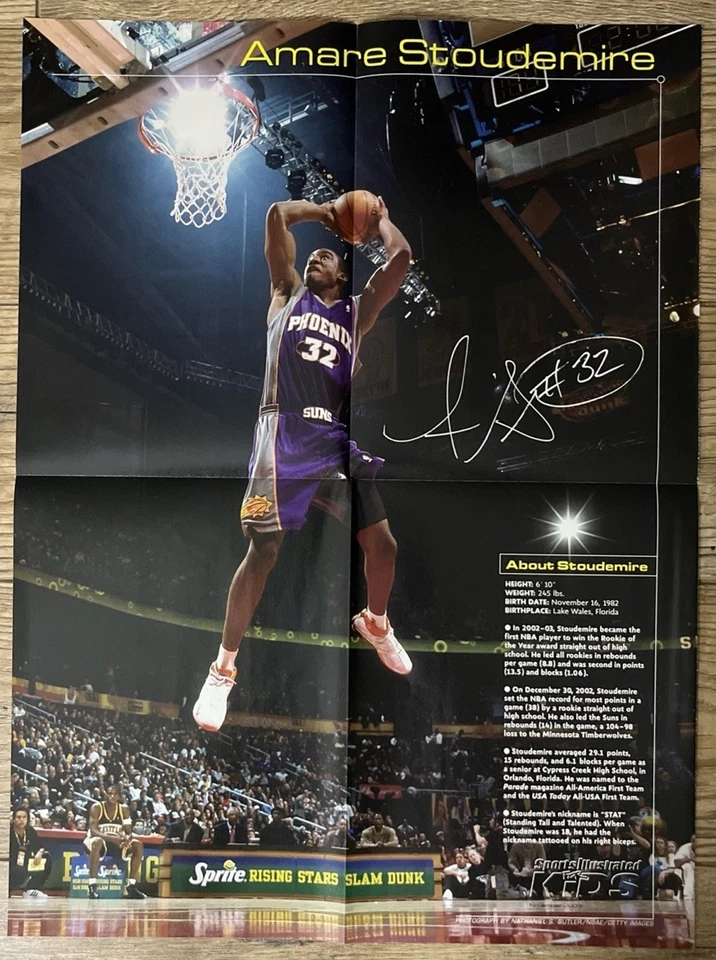 AMARE STOUDEMIRE RARO DEPORTES ILUSTRADO PARA NIÑOS CUBIERTA 2003 SI PÓSTER SIN TARJETAS Foto 2 de 4