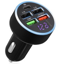 Car Charger Adapter Fast Charging USB C Phone Charger 5 Ports Universal Car