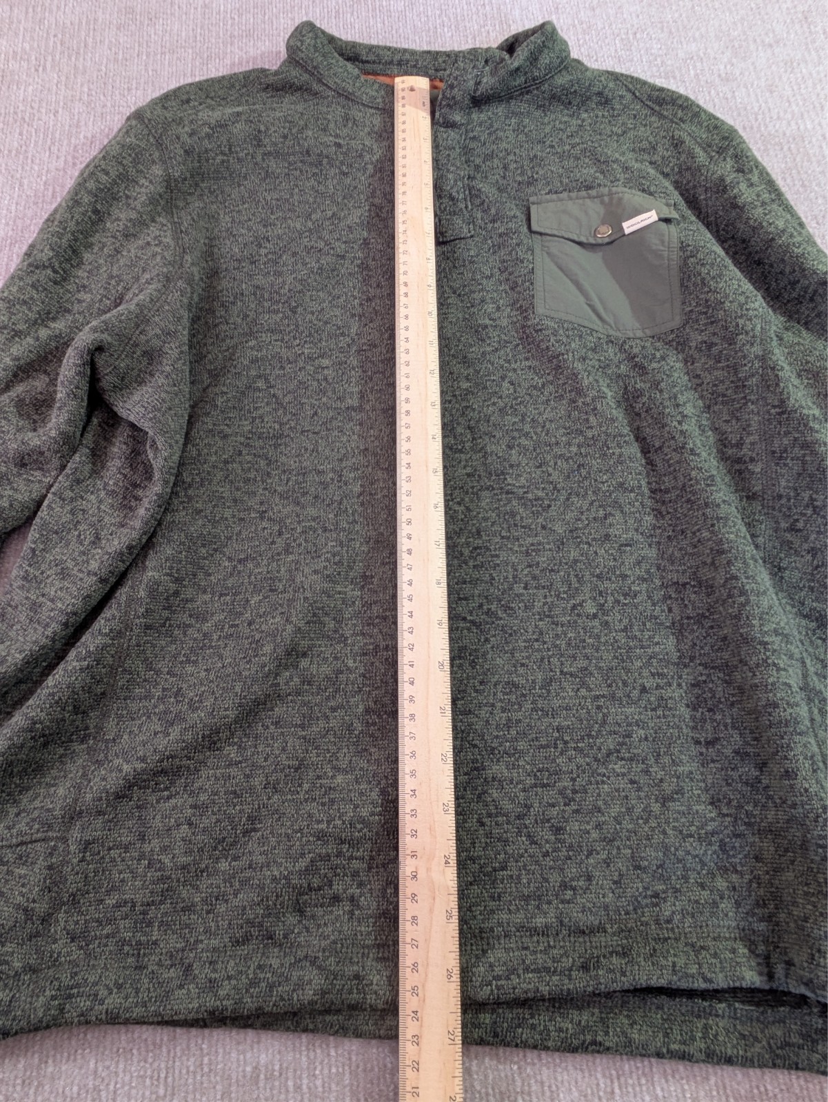 Woolrich Polyester Henley Gray Snap Button Sweate… - image 15