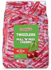 Twizlers Pull 'n' Peel Cherry Bulk Pack, 1 lb (Approx. 35 Pieces) - Fun and...