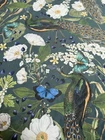 Peacock Velvet Fabric Botanical Butterfly Floral Upholstery Curtain 152cm Wide
