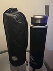 Glass Tea Infuser Bottle w/ Travel Sleeve Black Sacred Lotus 14oz Double Wall — photo 4