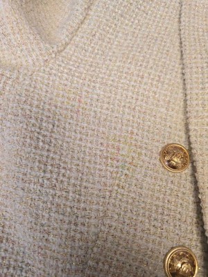 Gabrielle Tweed Double Breasted Blazer Beige  THE NOLI SHOP