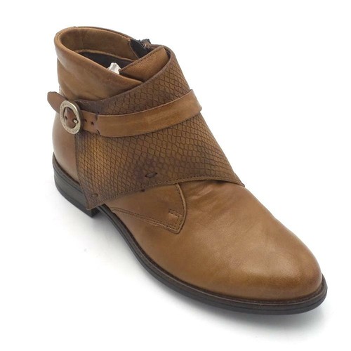 Miz Mooz Leather Buckle Ankle Boots 
