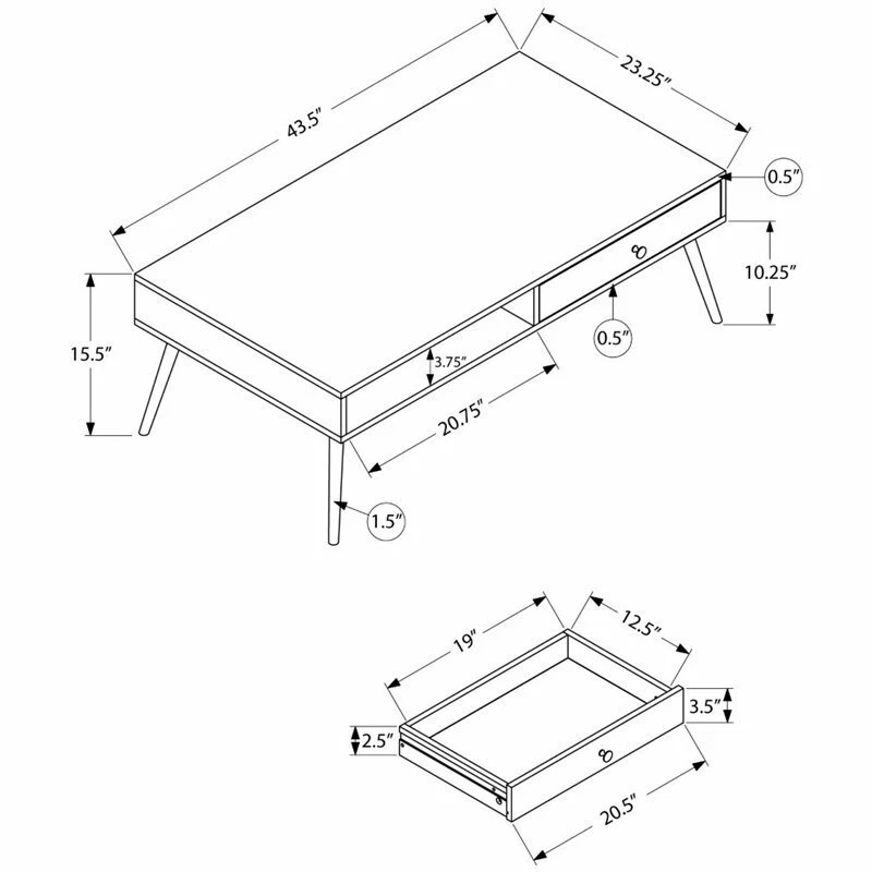 Mesa de Centro Acento Cóctel Almacenamiento Salón 44"L Madera Nogal Foto 4 de 4