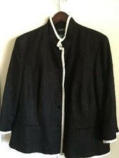RALPH LAUREN WOMENS BLACK LINEN JACKET / BLAZER WHITE TRIM SIZE 22W NWOT
