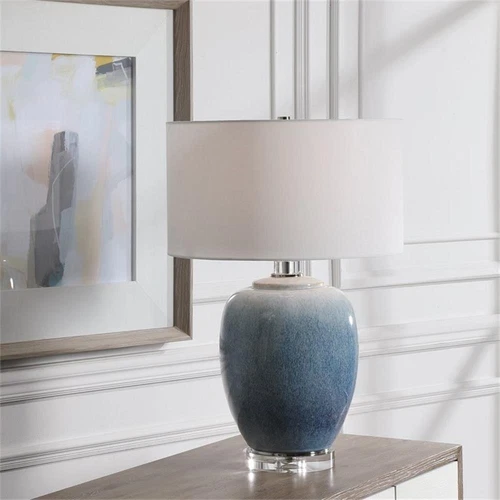 Uttermost Blue Waters Ceramic and Fabric Table Lamp in Light Blue/White - Picture 2 of 8