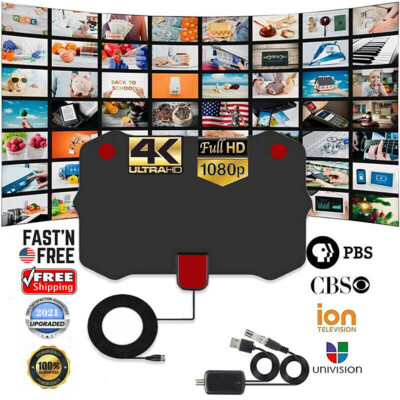 Antenna Tv Digitale Interna HDTV - Portata Fino A 5600 Miglia, VHF/UHF/FM, Con Amplificatore Antenna HDTV Lungo Raggio