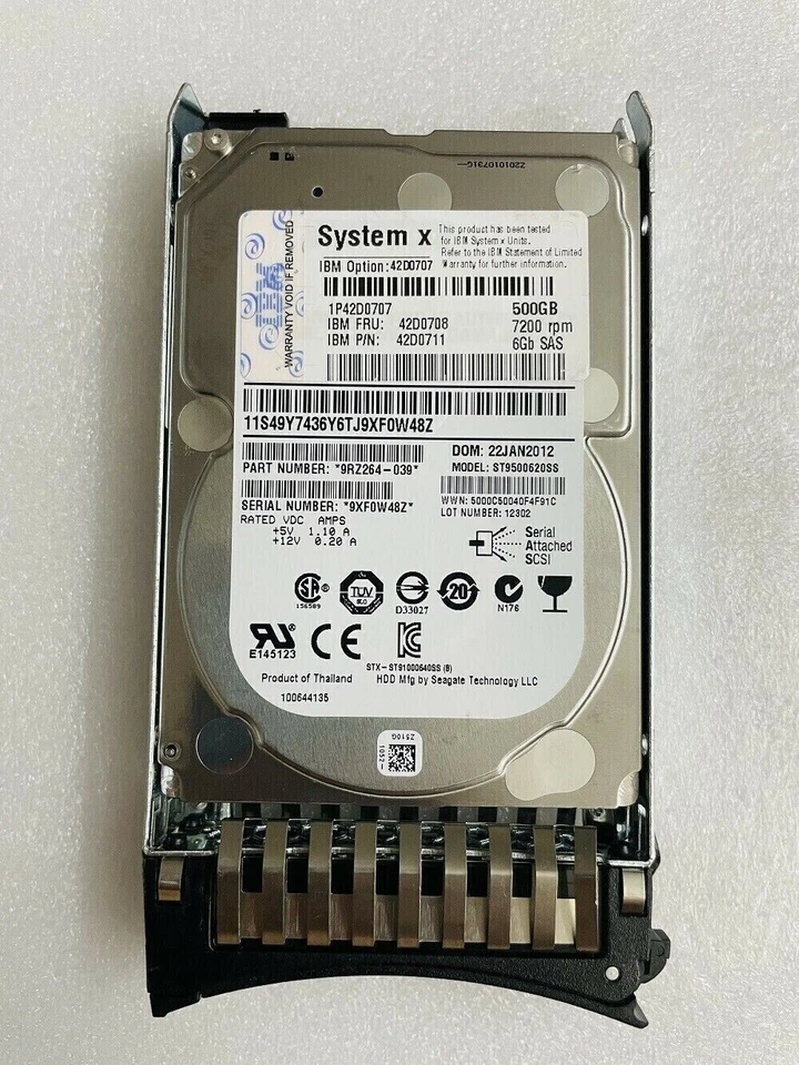 NEW IBM 42D0707 42D0708 500GB 7200RPM 6GBPS NL SAS 2.5" SLIM HARD DRIVE - Image 2 of 4