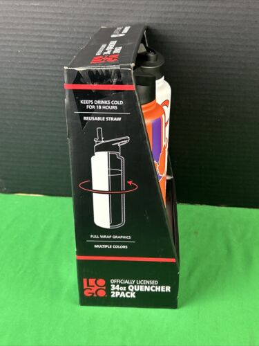 LOGO Clemson Tigers 2 Pack Vacuum Insulated Stainless Water Bottle 34 Oz Each - Picture 3 of 4