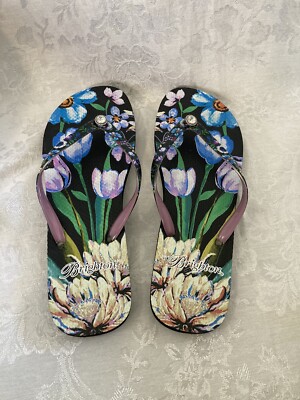 Brighton Floral Flip Flops Size 10 Brand New