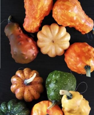 Package of 10 Assorted Artificial Pumpkins and Gourds