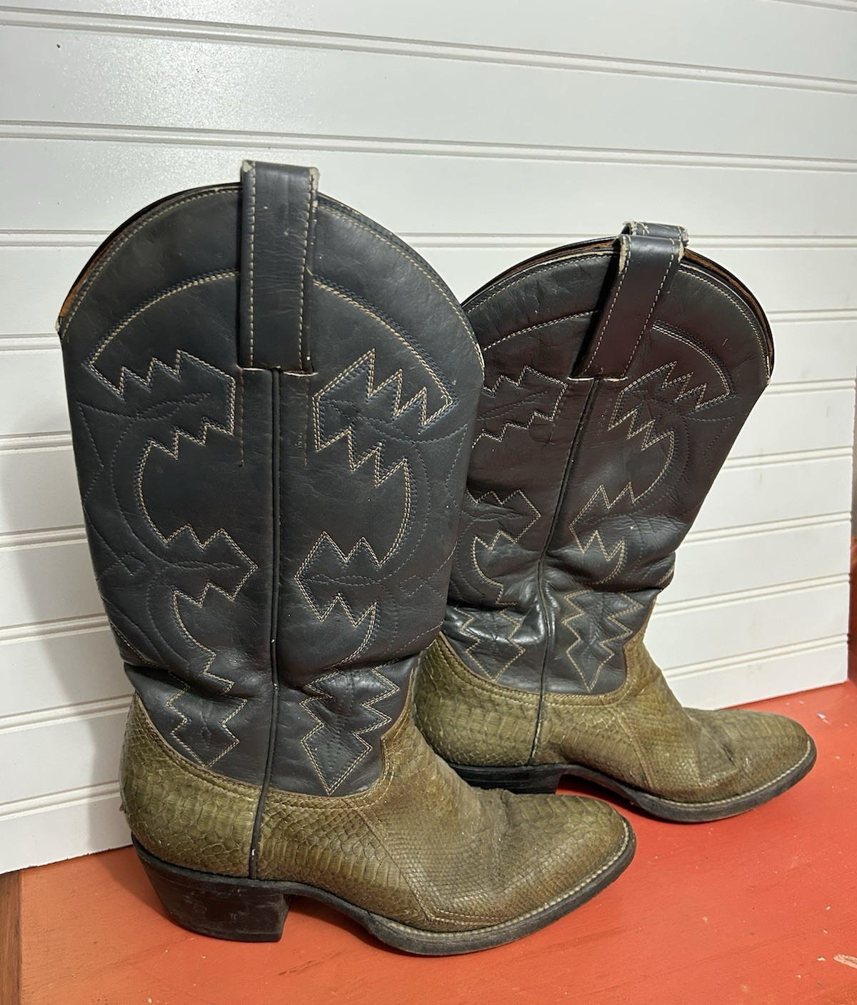Renegade Gray Snakeskin Cowboy Western Boots Mens… - image 3